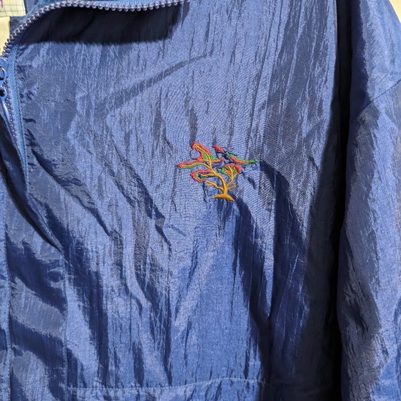 Vintage "Very Trendy" brand fleece lined windbreaker jacket with tree embroidery - Picture 3 of 11